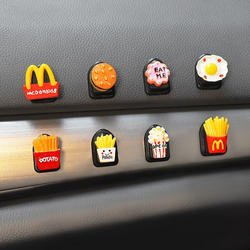 Funny Car Cartoon Accessories- McDonalds Food Hooks (set of 8)