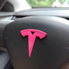 Pink TESLA Steering wheel, Front Grille or Rear Trunk Emblem Door Side DIY