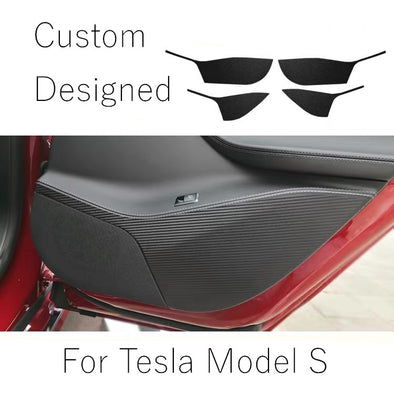 TESLA Model S Carbon Fiber Glove Box Cover Stickers Kicking Protective (4 Pcs)