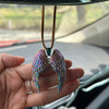 Angel Wings Multi-Colored Rainbow Titanium Finish Pendant for Car Interior Rearview Mirror, Car Hanging Angels Wing Charm Ornament, Pentagram Car Accessories…