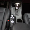 Black Leather Hand Brake & Gear Shift Cover 2-pieces-Set with Daisy - Carsoda - 2