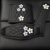 Black Leather Hand Brake & Gear Shift Cover 2-pieces-Set with Daisy - Carsoda - 4