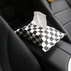 Mini Cooper Tissue Holder Soft Box with Union Jack Checkers rainbow pattern