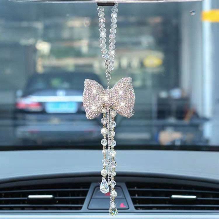 Car Charm Ornaments-Bling Crystal Bow for Rearview Mirror – Carsoda