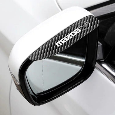 2 Pcs Mirror Rain Visor Carbon Fiber Texture Rearview Side Mirror Rain Eyebrow Guard for Mazda