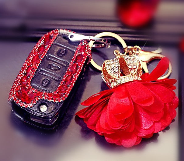 Red Bling Car Key FOB Holder with Rhinestones for POLO, passart and ot