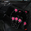 Black Velvet w/Pink Camellia Car Accessories - Steering wheel Cover, Seat  Belt Cover, Hand Brake, Gear Shift Cover, Pillow, Cushion