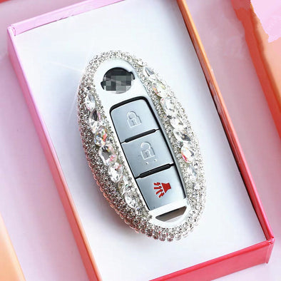 Silver Bling Infiniti/Nissan Three/Four/Five keys Car Key Holder with Rhinestones and flowers