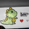 Bling Emblem Sticker Cute Dinosaur, Unicorn with hearts for DIY decals