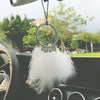 BOHO White Dream Catcher Car Mirror Charm Ornaments Rearview Mirror Pendant Feather