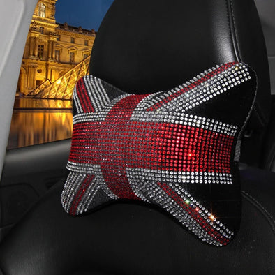 Bling Union Jack Headrest Pillow for Cars