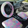 Fluffy Rainbow Car Accessories- Steering wheel cover, seat cover, headrest pillow, seat belt cover - Warming and cozy for Winter