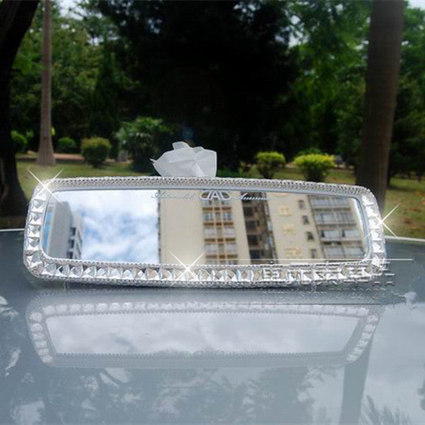 Bling Car Rearview Mirror Rhinestone crystal Cover Rear View Carsoda