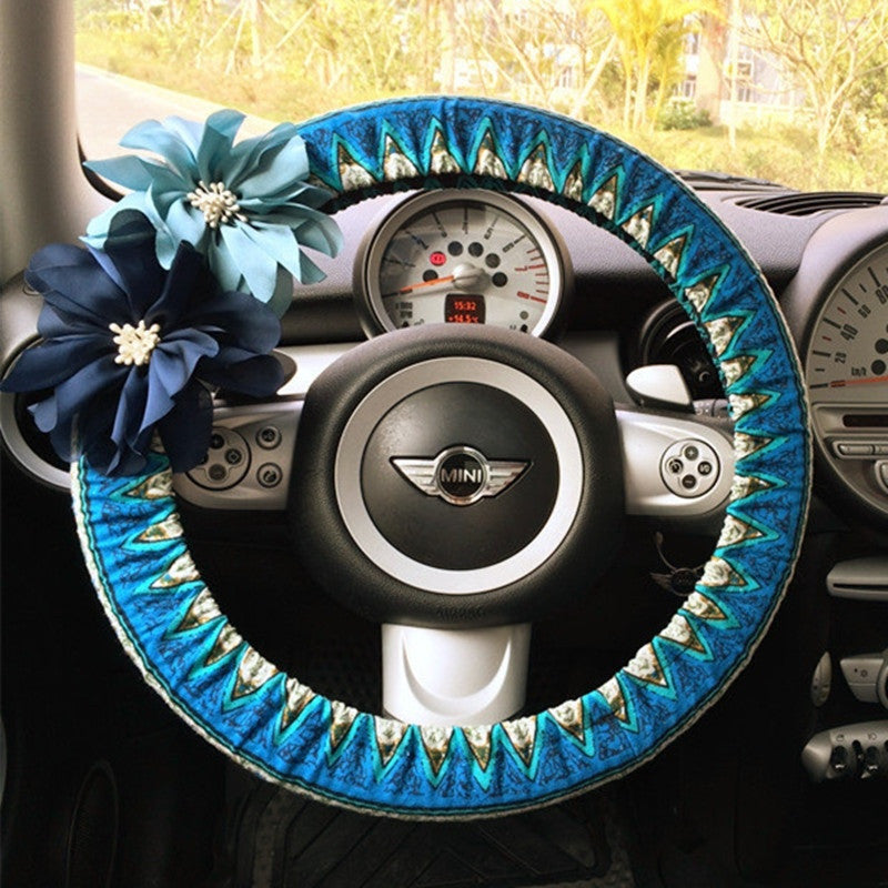カーオーディオ flower Zigzag Chevron Steering wheel cover with Flowers