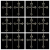 12 Pack Bling Celtic Cross Emblem Silver Rhinestone Iron On 3" Height Christian Faith Religious Hotfix Transfer DIY Decal Patch