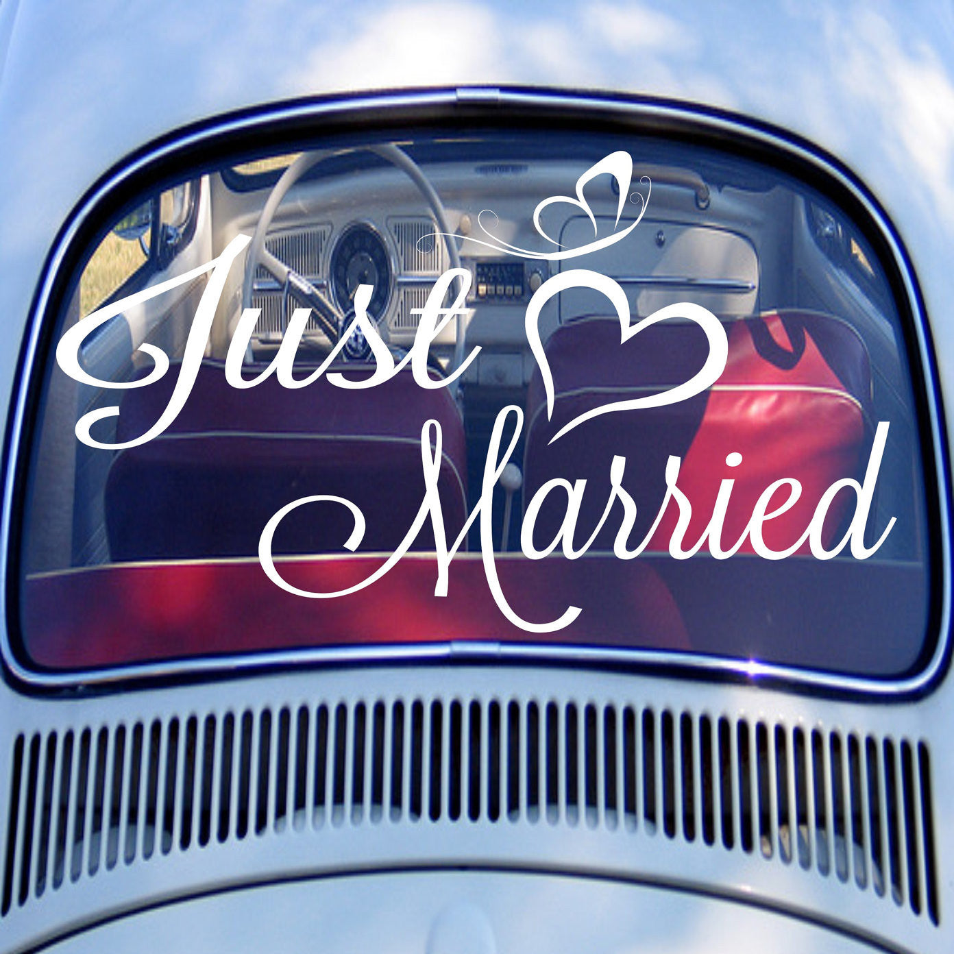 "Just Married" Personalized Car Window Vinyl Decal Sticker - Wedding Decor Decoration