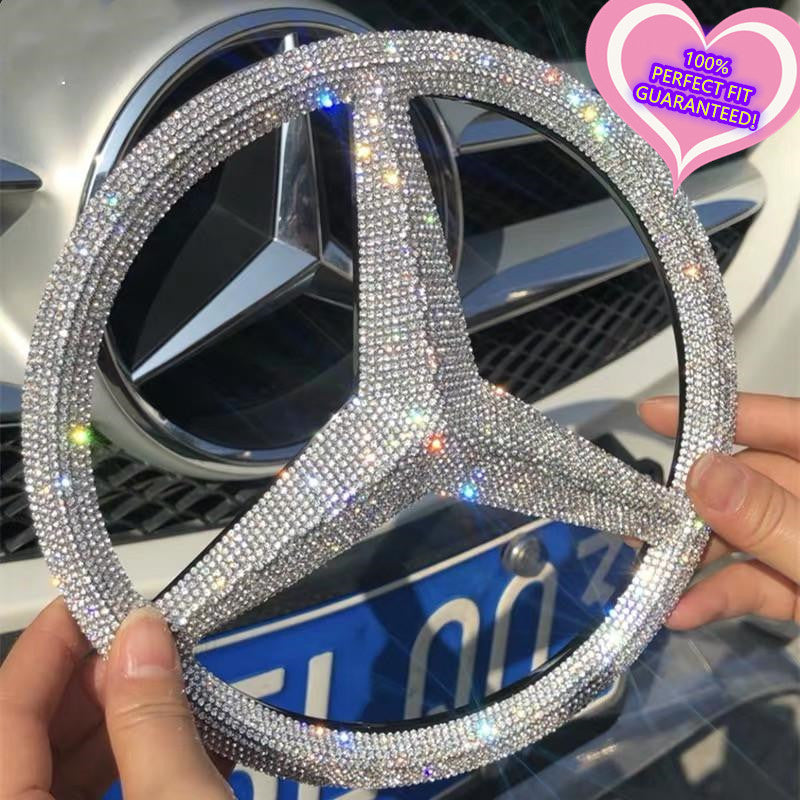 Bling King Mercedes Benz Crystal Emblem Mirrored License Plate Tag – Front