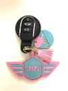 Personalized MINI COOPER Keychain leather Holder Cover charm pendant