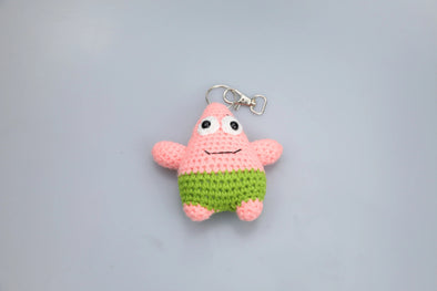 Knitted Patrick Car Charm Pendant or Keychain - HANDMADE lucky Charm for Rearview Mirror