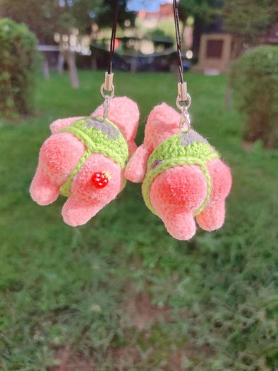 Crochet Knitted Patrick Star Butt Car Charm Pendant or Keychain - HANDMADE lucky Charm for Rearview Mirror