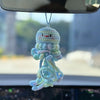 Crochet Jellyfish Pendant for Car Interior Rearview Mirror, Car Hanging Knitted Jellyfish Charm Ornament, Handmade Car Accessories Gift