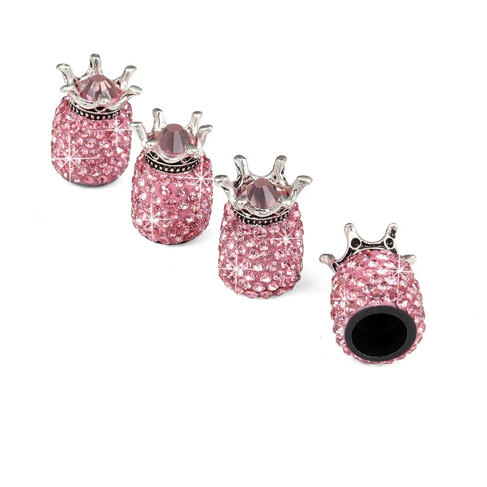Bling Crown Tire Valve Stem Caps pink