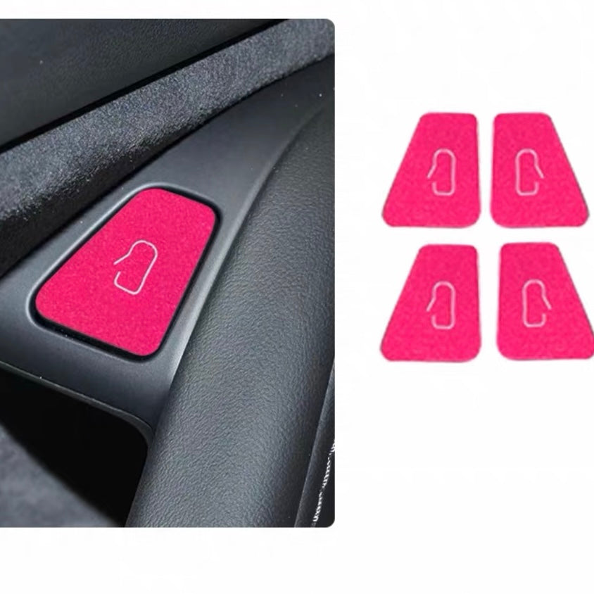 Premium Suede Door Release Button Stickers for Tesla Model 3 & Model Y (4-Piece Set)