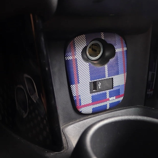 Custom Leather USB and Cigarette Lighter Panel Cover for BMW Mini F66 F65 F67