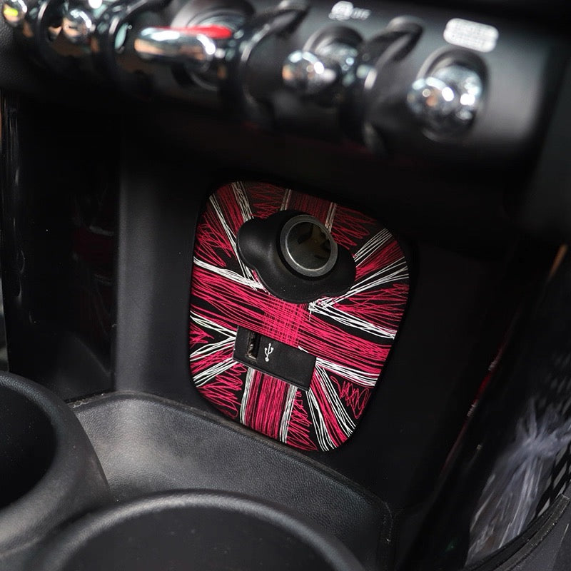 Custom Leather USB and Cigarette Lighter Panel Cover for BMW Mini F66 F65 F67