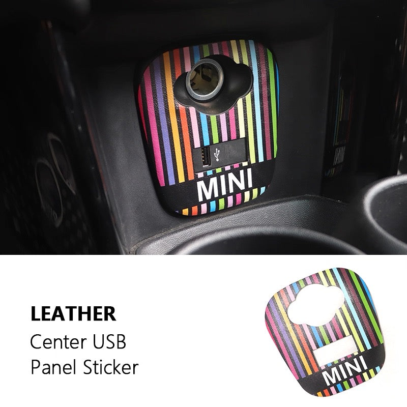 Custom Leather USB and Cigarette Lighter Panel Cover for BMW Mini F66 F65 F67