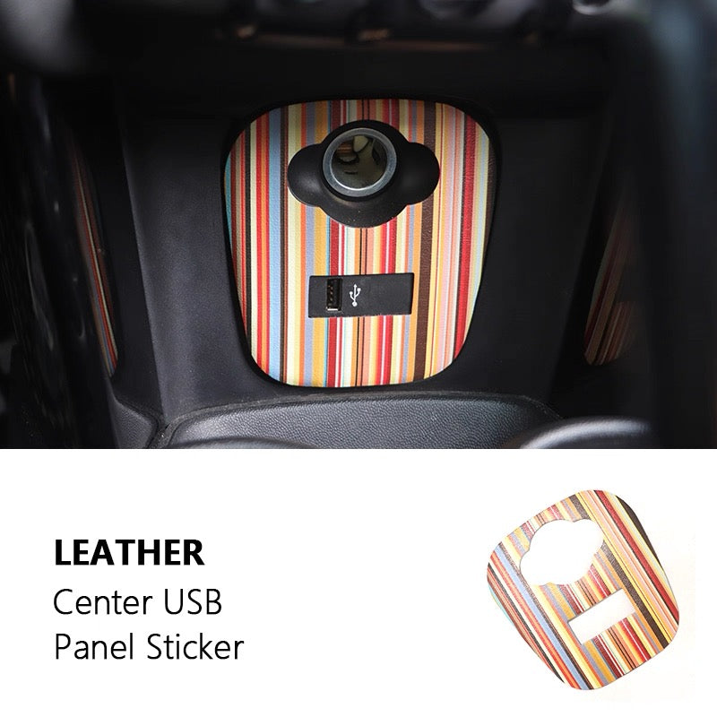 Custom Leather USB and Cigarette Lighter Panel Cover for BMW Mini F66 F65 F67