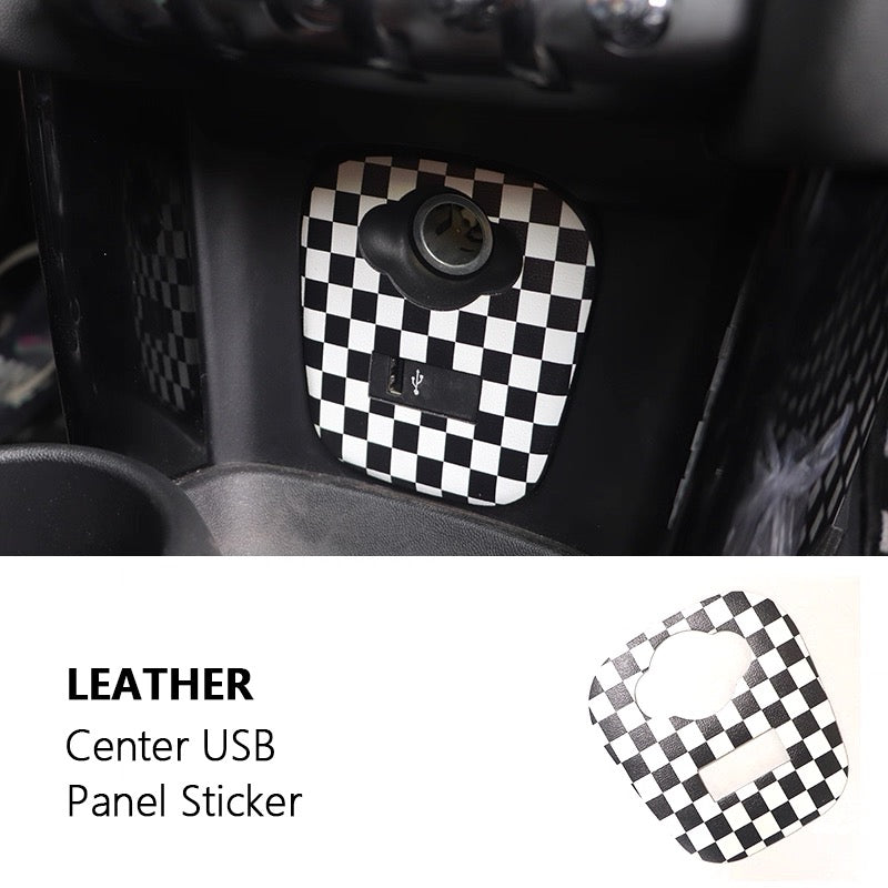 Custom Leather USB and Cigarette Lighter Panel Cover for BMW Mini F66 F65 F67