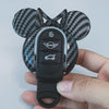 Carbon Fiber Mini Cooper Mouse Ear Shaped Key Fob Cover Case Protector