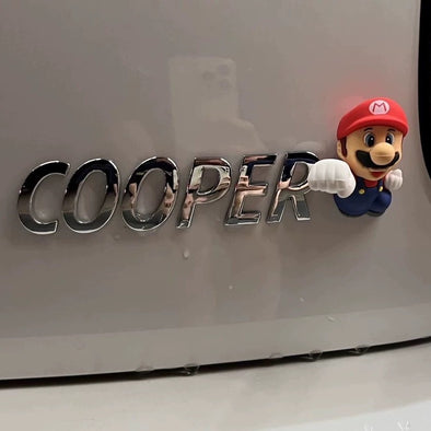 3D Mario Cute Cartoon Emblem Badge Sticker Chrome Decal for Mini
