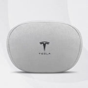 Suede touch first-class neck pillow headrest for Tesla in silver grey
