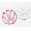Volkswagen Pink and White Emblem for Golf 8, Magotan 8.5CC, T-Roc, and Polo Plus - Modified Car Emblem Color Change Groove Patch