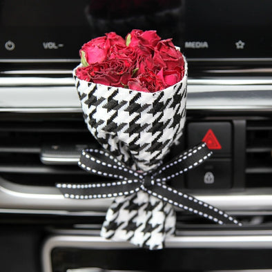 Red Rose Flower Bouquet Car Air Vent Decoration with Freshener DIY clip