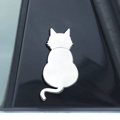 3D Chrome Metal Cat Car Decal Bumper Sticker 3x6 cm