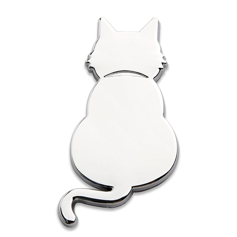 3D Chrome Metal Cat Car Decal Bumper Sticker 3x6 cm