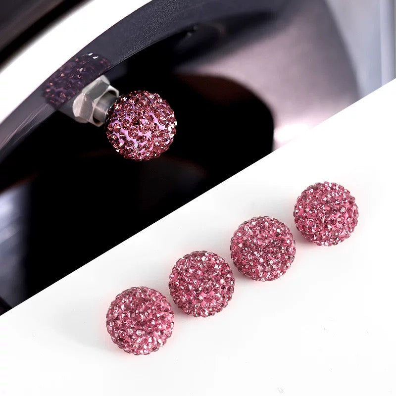 Bling Round Tire Valve Stem Caps pink