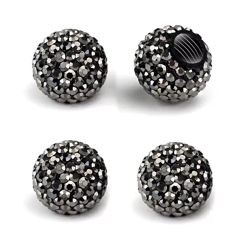 Bling Round Tire Valve Stem Caps black