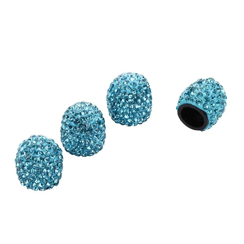 Bling Round Tire Valve Stem Caps teal