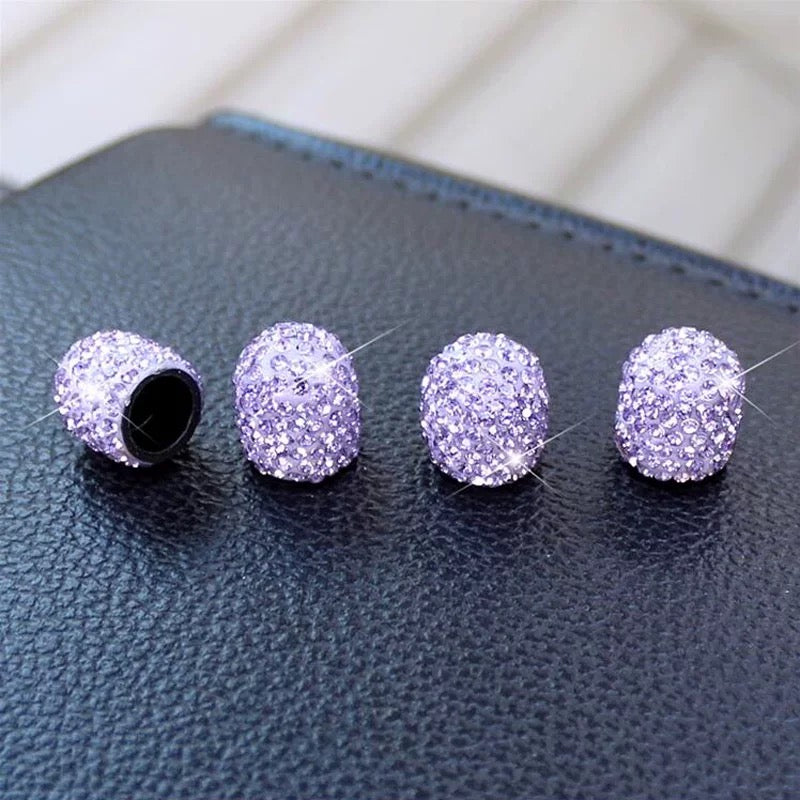 Bling Oval Tire Valve Stem Caps violet