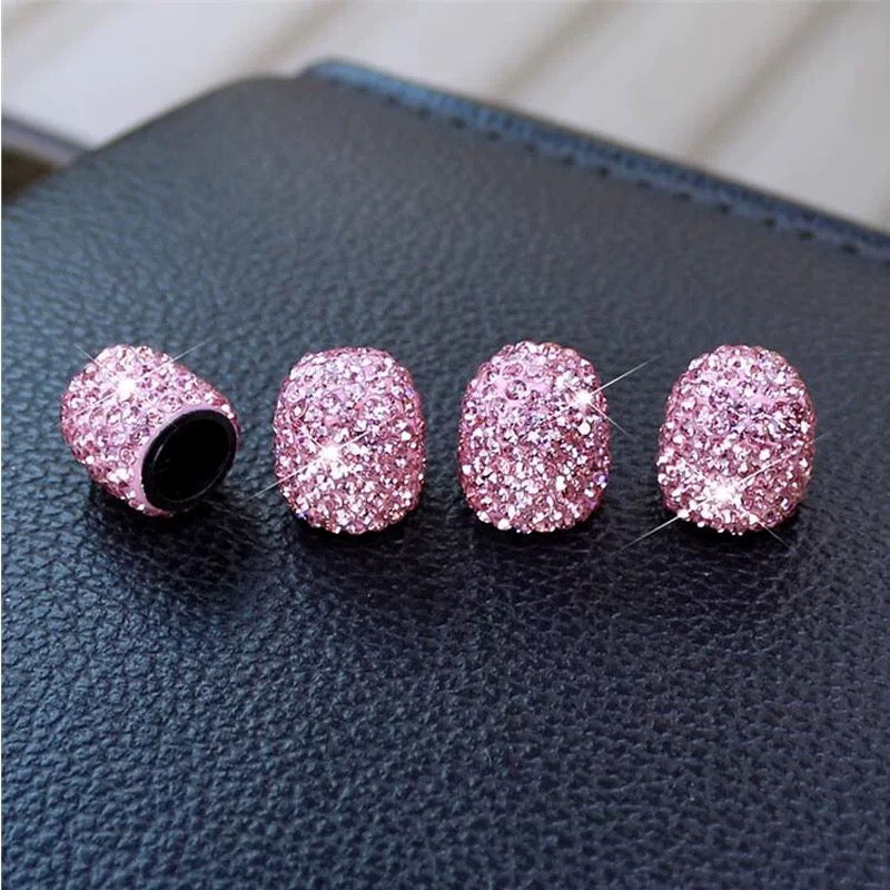 Bling Oval Tire Valve Stem Caps pink