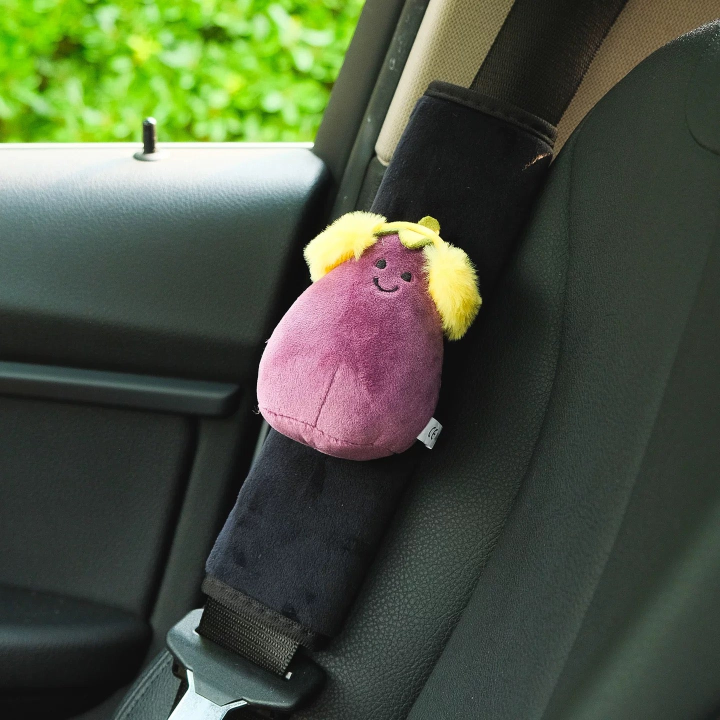 Smiling Eggplant Plush Seat Belt Shoulder Pad 
