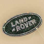 Land Rover Bling Emblem Decal Green & Silver Rhinestone Crystal Overlay