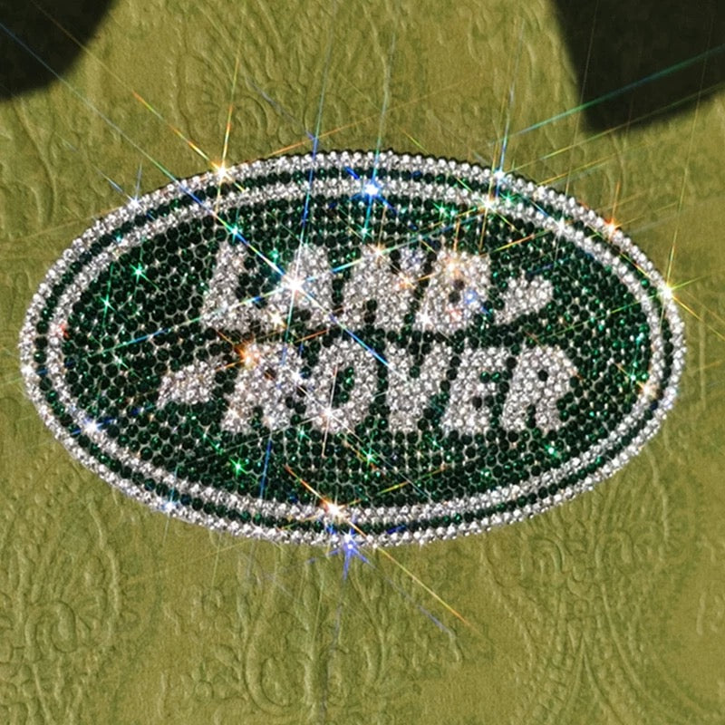 Land Rover Bling Emblem Decal Green & Silver Rhinestone Crystal Overlay