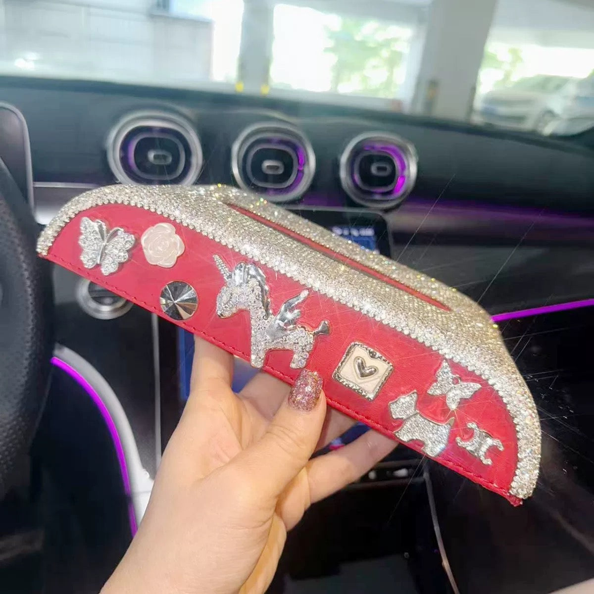 Luxury Rhinestone Car Tissue Box