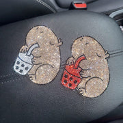 Bling Capybara Drinking Boba Decal