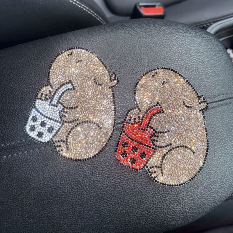 Bling Capybara Drinking Boba Decal